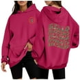 thumbnail image 2 of WEAIXIMIUNG Sweatshirts Grande Taille pour Femmes 3X Carcos Décontracté Col Rond Poche Imprimé Lettres Anglaises Hoodie, 2 of 5