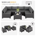 thumbnail image 4 of JORVIMAX Patio Furniture Sets 7 Pieces Outdoor Conversation Set All Weather Modular Sectional Sofa Wicker Rattan Sofa With Dark Gray Cushion, 4 of 7