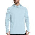 thumbnail image 6 of LEKWK Fishing Shirts for Men Quick Dry Long Sleeve Hooded Face Cover Slim Fit Sun Shirt Lightweight Breathable UPF 50+ Protection Athletic Fishing Wear Light Blue XXXL, 6 of 7
