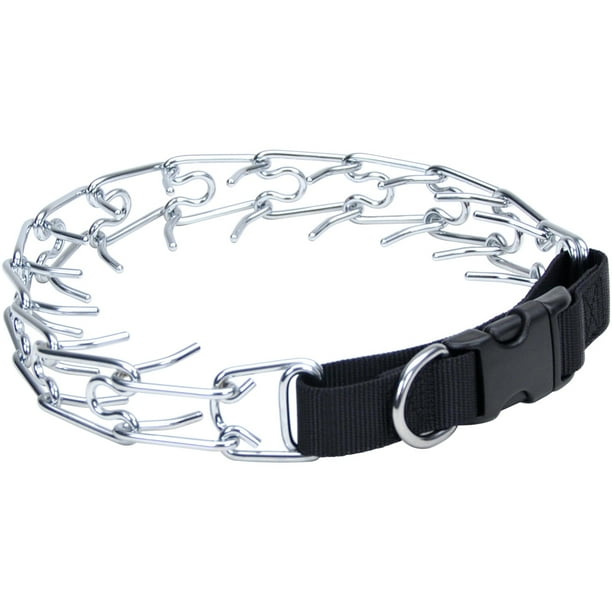 Titan EasyOn Prong Dog Training Collar W/BuckleBlack/Chrome, Neck