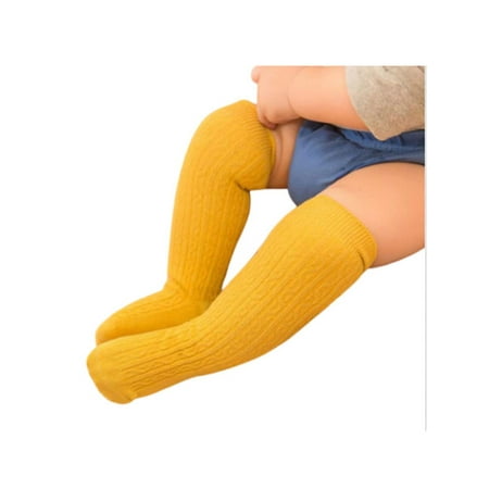 

Infant Newborn Baby Girl Solid Color Knee High Socks Thick Knitted Socks for 0-3Y Kids