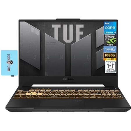 ASUS TUF F15 Gaming Laptop 15.6" 144 Hz IPS FHD (Intel i5-13500H 12-Core, 64GB RAM, 2TB PCIe SSD, GeForce RTX 4050 6GB, RGB KYB, Thunderbolt 4, WiFi 6E, Win11Home) w/Dockztorm Hub