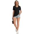 thumbnail image 7 of Women's Casual Active Style 2 Pack V Neck Short Sleeve Fitted T-Shirt Stretchy Bodycon Basic Top, 7 of 7