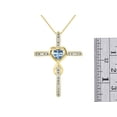 thumbnail image 4 of RYLOS Matching Jewelry Yellow Gold Plated Silver Claddagh Ring & Cross Necklace. Heart Gemstone & Diamonds, 6MM Blue Topaz December Birthstone; Size 10, 4 of 9
