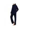 thumbnail image 4 of 2 Piece Women's V-neck Long Sleeve Trousers With Pocket Button-up Sleepwear Pajamas Suit, 4 of 6