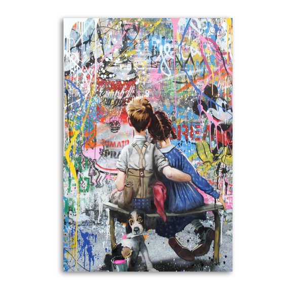 Banksy Graffiti Work Well Togethers Posters Art Print Wall Photo Paint Poster Hanging Picture Family Bedroom Decor Gift 24x36inch(60x90cm)