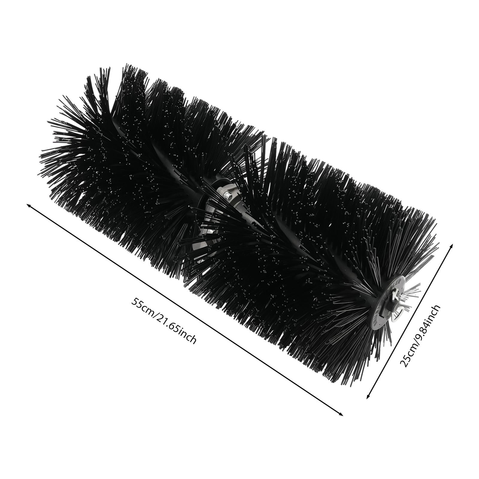 Black Lawn Mower Sweeper Head, Power Broom Attachment - 9-Tooth Quick Install Sweeper Brush for Driveway Walkway - Nylon Bristles Spiral Design Snow Removal Tool, Lawn Mower Attachment