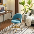 thumbnail image 4 of Ktaxon Office Desk Chair Adjustable Flannel Computer Task Chair Small Rolling Vanity Stool with Wheels for Study Make-up Dressing Blue, 4 of 8