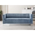 thumbnail image 3 of Home Design Gavin Velvet Square Arm Sofa with Plush Cushions and Modern Upholstery, Durable Frame for Living Room, Contemporary Blue Design, 3 of 6