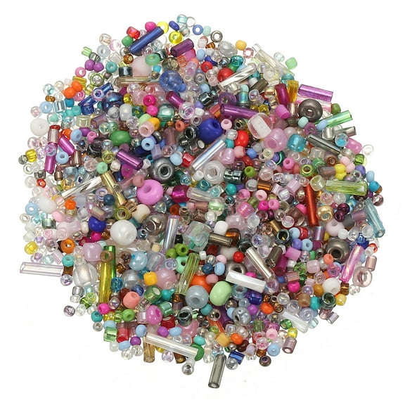Uxcell 1000-Pack Mixed Glass Seed Beads, 1-4mm/0.04-0.16 Inch Tube Mini Glass Bugle Beads for DIY Earrings/ Necklaces/Bracelets/Jewelry Making [Mixed Colors]