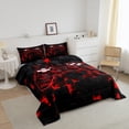 thumbnail image 2 of Gamer Queen Comforter Set Geometric Neon Grid Bedding Sets,Video Game Down Comforter Classic Black Red Duvet Set Teens Gamepad Bedroom Decoration,Soft 3pcs For All Season, 2 of 4