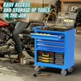 thumbnail image 3 of 4 Drawer Rolling Tool Chest, Metal Tool Cart on Wheels, Key Locking & Drawer Storage Interlocking System, Tool Box Cabinet for Garage,Warehouse，Blue, 3 of 7