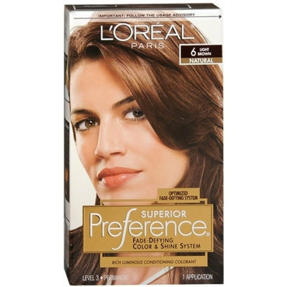 L'Oreal Paris Superior Preference Fade-Defying, 6 Light Brown, 1ct, 4-Pack