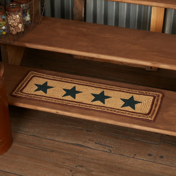 VHC Brands Americana Primitive Flooring - Potomac Tan Stencil Stars Jute Stair Tread