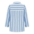 thumbnail image 4 of Elvqul Womens Shirts Plus Size Button down Tops for Women Striped Collared Comfy Light Blue 3/4 Sleeve Shirt, 4 of 7