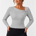 thumbnail image 5 of Womens Fall Long Sleeve Tops Asymmetrical Y2K Slim Fit Cropped Pullover Casual Basic Ribbed Knit Tops Going Out Fall Winter Outfits, 5 of 5