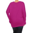 thumbnail image 4 of Women's Plus Size Dolman Long Sleeve Solid Loose Fit Tunic Top, 4 of 4