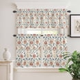 thumbnail image 2 of 3 Piece Kitchen Curtains and Valances Set Boho Floral Cafe Curtains 24 Inch Length Modern Watercolor Red Blue Flower Plant Valance & Tier Curtain for Living Room Bedroom Window 54"x18"+27"x24"*2, 2 of 6