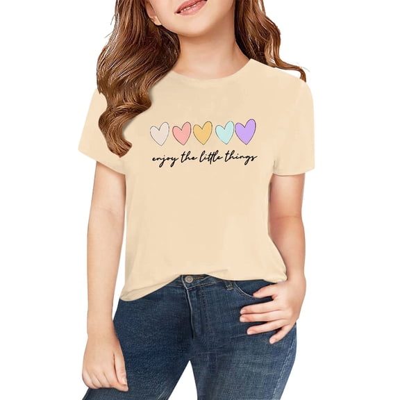 LNMQLPDBS Basic Top Girls Tops Size 7-8 Baby Tees for Teens Preppy Shirt Kids Undershirts Girl Clothes Size 14-16 Baby Girl 24 Months Infant Clothes, Beige 10-11 Years