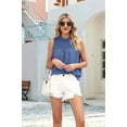 thumbnail image 5 of Womens Ruffle Neck Tank Tops Shirred Frill Dot Sleeveless Blouse Shirts Fancy blue M, 5 of 9
