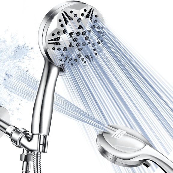 Scootworks Shower Head, 10 Spray Setting Detachable Shower Head with Handheld, HandHeld Shower Head for Bathroom Tub with 59 inch Hose Stainless Steel and Adjustable Holder