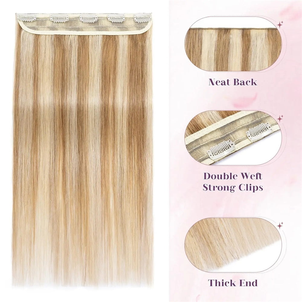 Clip In Extensions 100G Human Hair 5 Clips Straight P8/613 Light Brown Mix Bleach Blonde Color Clip Ins