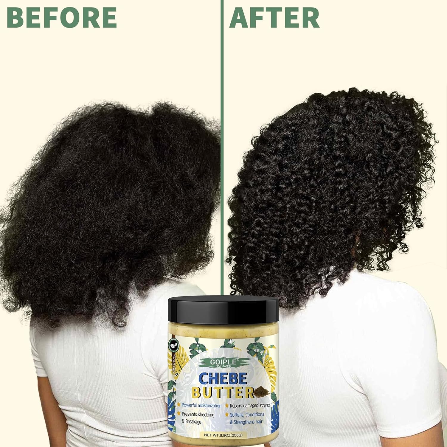 Goiple Chebe Butter Hair Butter, Hair Grease Deep Moisturization for Dry Hair, Deep Conditioning Hair Butter Grease Suitable for All Hair Types and Men and Women