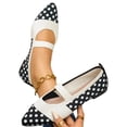 thumbnail image 4 of SuTry Women's Pointed Toe Flats Polka Dot Print Stretch Strap Lightweight Breathable Mesh Comfortable Casual Walking Shoes(36), 4 of 9