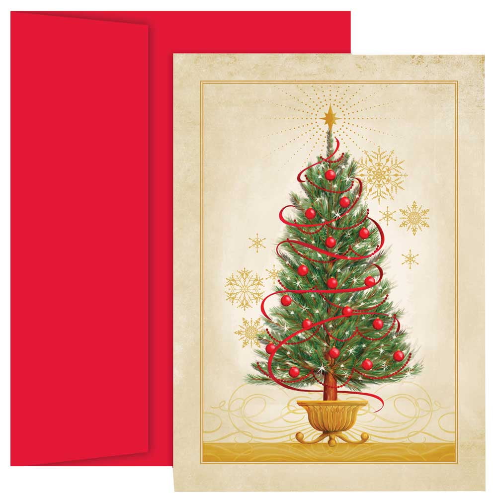 JAM Paper Christmas Card Set, Christmas Tree Holiday Cards, 18/pack