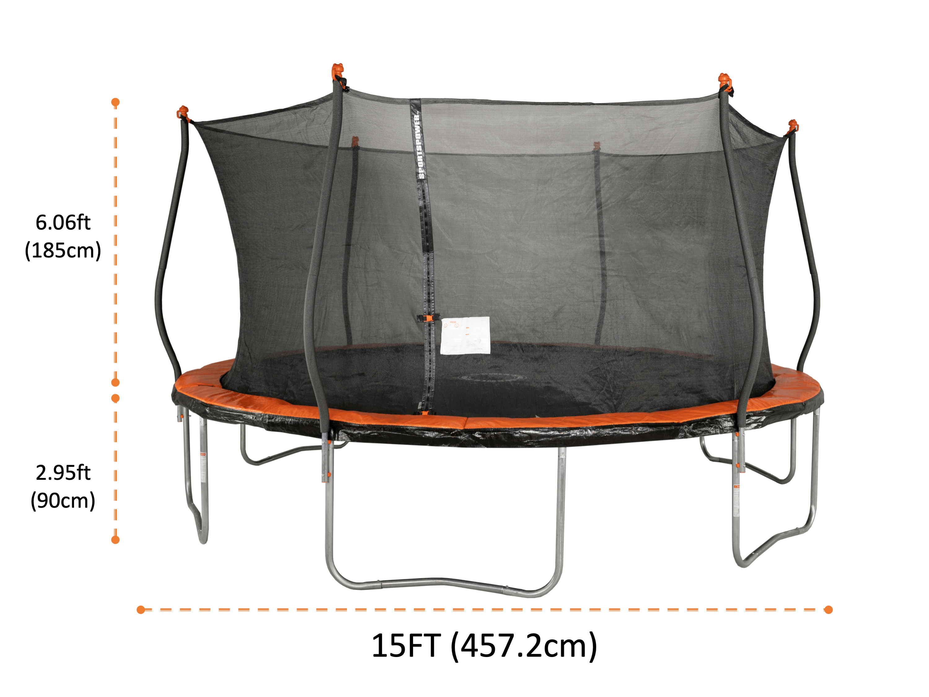 Bounce Pro 15' Trampoline, Basic Safety Enclosure, Orange - image 3 of 7