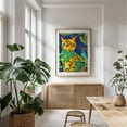 thumbnail image 5 of Cat in flowers - Illustration Cat Pop Art Surrealism Modern Art Floral Oak Framed Wall Art Print 12 x 18 inches, 5 of 15