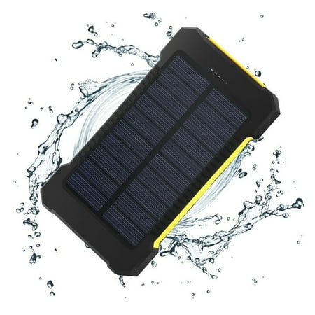 iMeshbean Solar Charger, 10000mAh Solar Power Bank with Dual USB, External Backup Battery Pack Solar Panel Cellphone