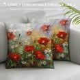 thumbnail image 3 of ONETECH  Throw Pillow Cover Poppy Flowers Oil Painting Red Spring Summer Floral Outdoor Field Acrylic Art Decor Lumbar Pillow Case Cushion for Sofa Couch Bed Standard, 3 of 5