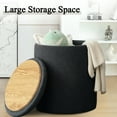 thumbnail image 3 of Korser Round Ottoman with Storage Set of 2,Corduroy for Living Room,Bedroom,Black, 3 of 7