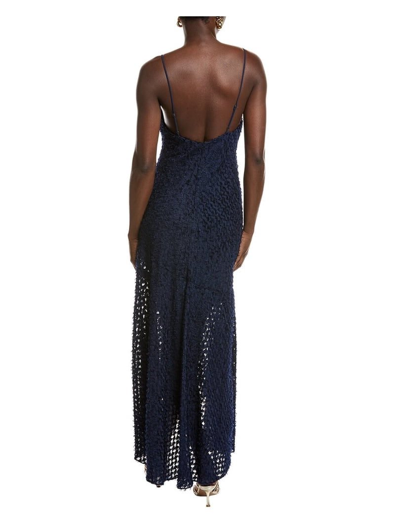 maxi dress gowns Pearl-Embellished Square Neck Maxi Dress