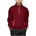 thumbnail image 3 of YOUYEDIAN Boys Half Zip Sweatshirt Kids Casual Long Sleeve Mock Neck Pullover Hoodie with Pockets, 3 of 5