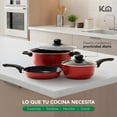 thumbnail image 3 of Juego de Ollas, Sartenes, Comal de Carbono Antiadherente y Utensilios de Cocina Silicona 16 Pzas rojo 16, 3 of 7