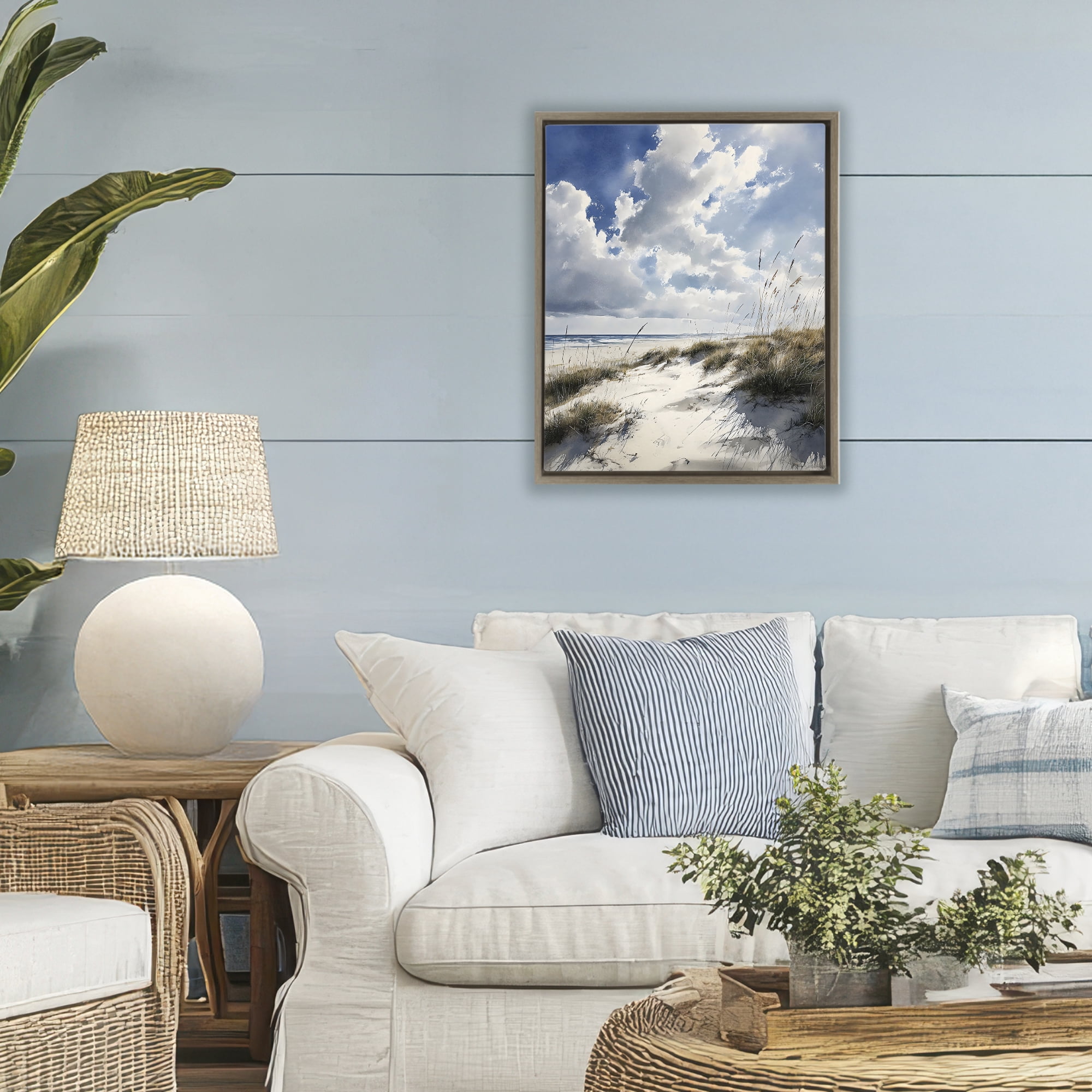 Stupell Industries Midday Sunny Beach Dunes Brown Framed Floater Canvas Wall Art, design by Franklyn Gregory