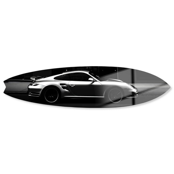 Notoriart Parked at the Store II Surfboard Acrylic Wall Art Die-Cut Coastal Modern High-Gloss Home Decor, 60" x 15"