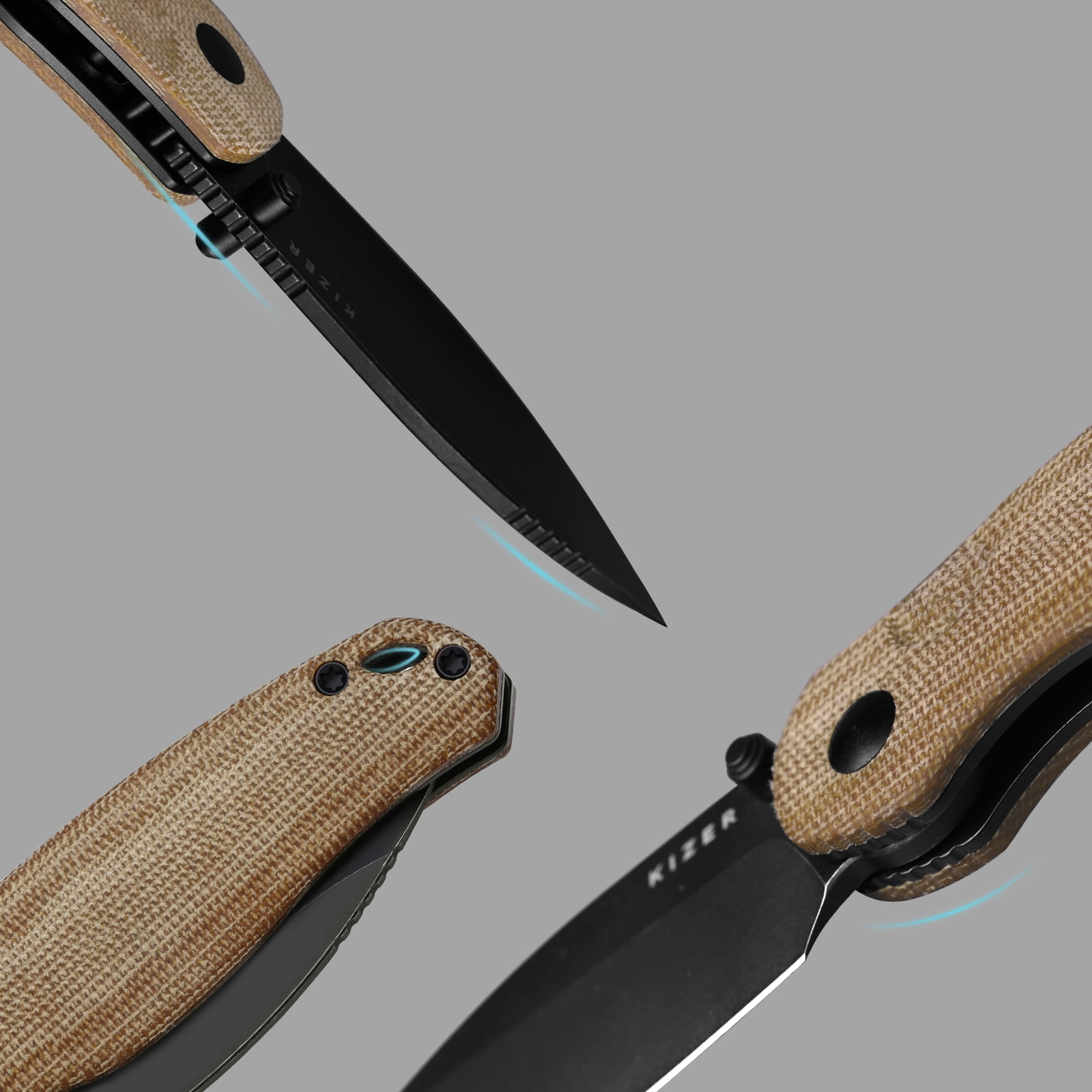 Kizer Phoca BD EDC Folding Pocket Knife 14C28N Blade Micarta Handle V3781BDA1