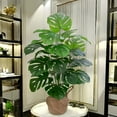 thumbnail image 3 of Artificial Ficus Tree with Natural Wood Trunk and Lifelike Leaves, Silk Fake Potted Tree with Wood Branches, Faux Tree for Office Home Decor, 3 of 6