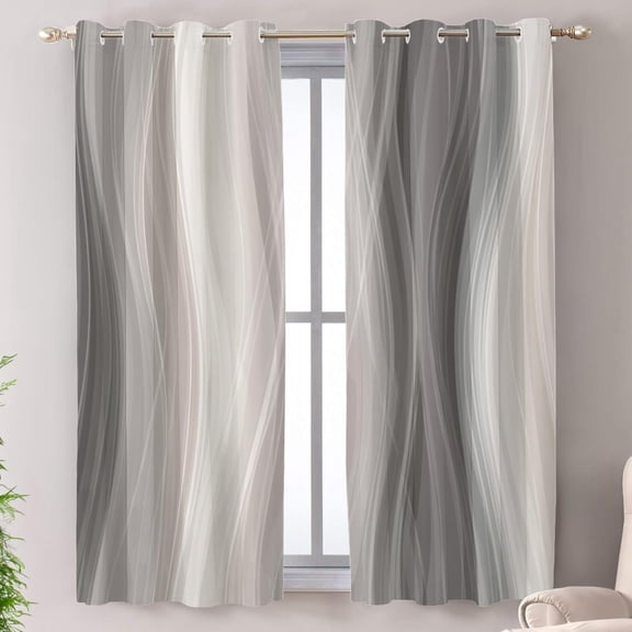 Abstract Neutral Tones Blackout Window Curtains, Smooth Lines Modern Aesthetic Thermal Insulated Curtains Grommet Drapes For Bedroom,Living Room 38"W x 45"L (Pack of 2)