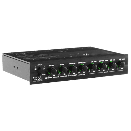 4 Band Pre-Amp Half-DIN Car Equalizer, Subwoofer Output, Dual Color Illumination