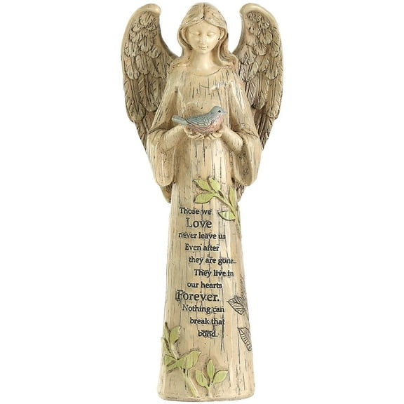 Resin Garden Statue Standing Angel with Bird Garden Statuary for Outdoor Garden Decor