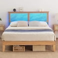 thumbnail image 1 of Ourlova Queen Size Bed Frame with Rattan Headboard, Full Size Bed Frame with LED Lights, with Storage Headboard, No Box Spring Needed, Easy Assembly, 1 of 7