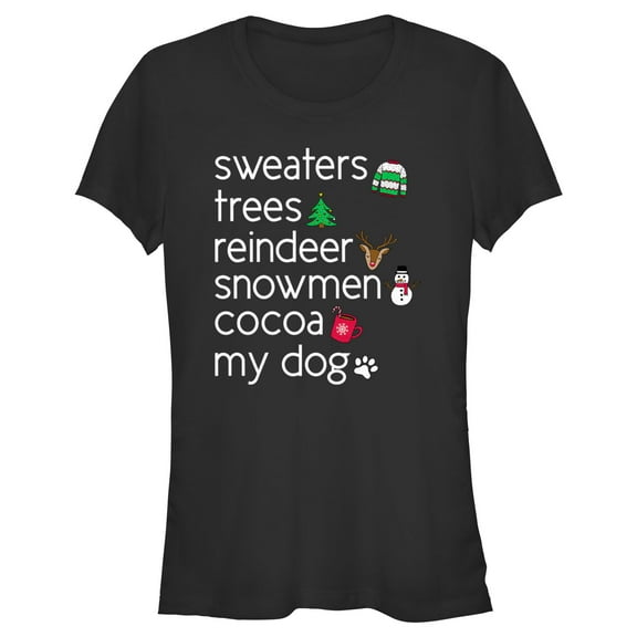 Junior's Lost Gods Christmas Icon List Graphic Tee Black Small