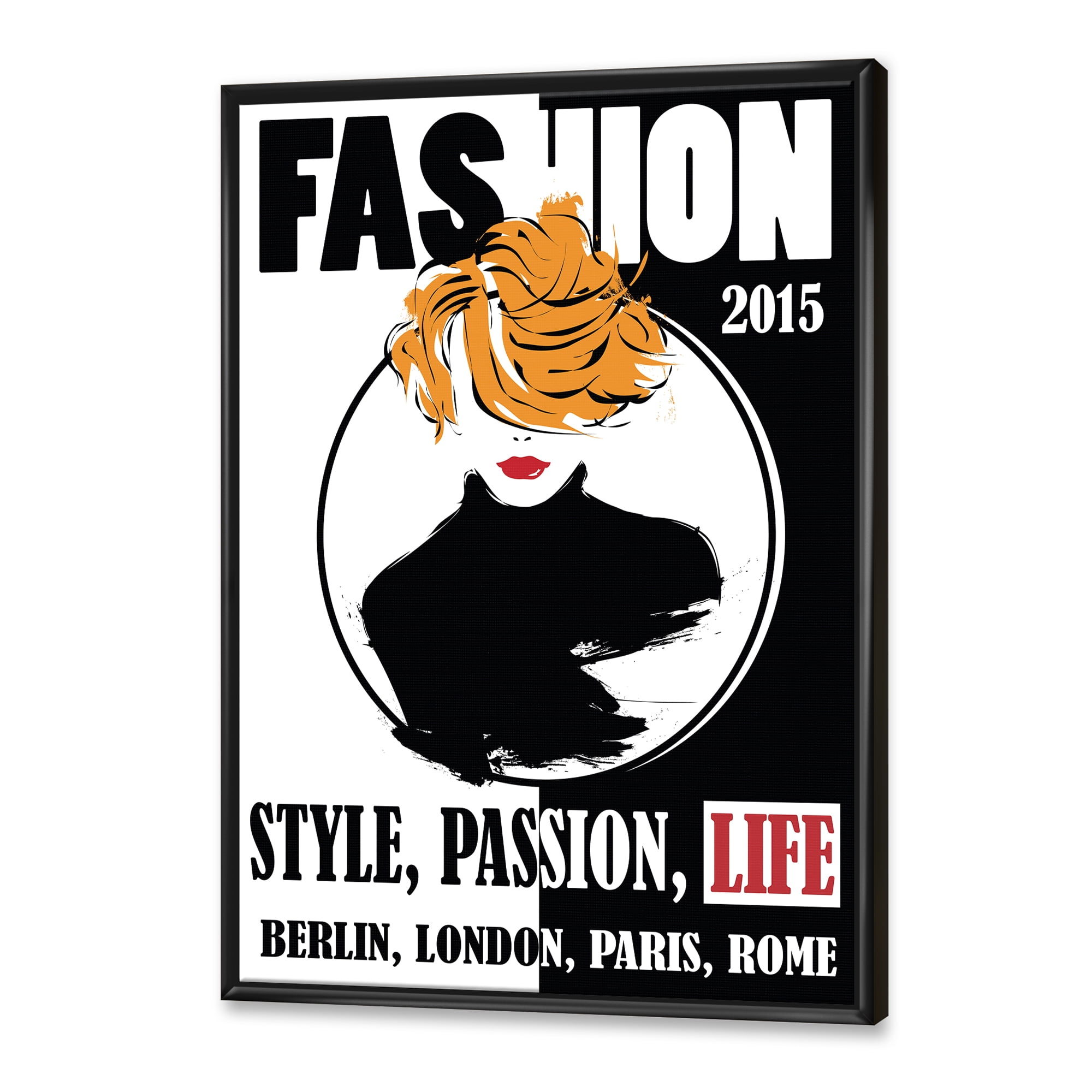 Designart 'Style Passion Life Fashion Woman V' Modern Framed Canvas Wall Art Print