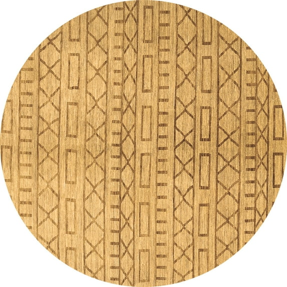 Ahgly Company Indoor Round Abstract Brown Contemporary Area Rugs, 5' Round
