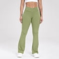 thumbnail image 4 of Resivox Women's High Waisted Cross Waist Yoga Pants - Fashionable Design with Flared Legs, Stretchy Fabric for Outdoor Sports & Casual Wear, Slim-Fit Light Green XL, 4 of 6
