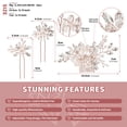 thumbnail image 4 of MIALLO 3Pcs Rose Gold Floral Hair Side Comb & Hairpins Set - Rhinestone Pearl Headpiece for Wedding Prom Party Decoration, 4 of 7